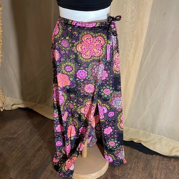 Long vintage psychedelic wrap around skirt - Picture 8 of 8